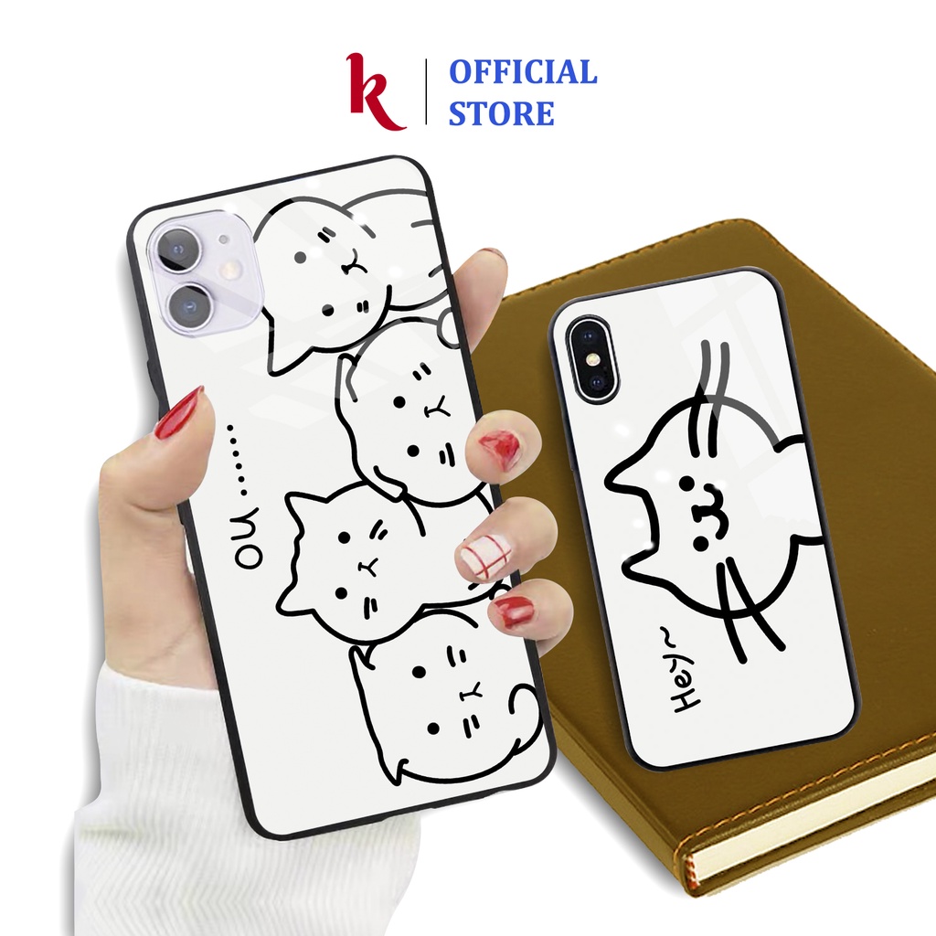 Ốp lưng iphone kính cao cấp đại hội mèo con case 14plus 14 pro max 13 12 promax 11 mini 6 6s 7 8 plus x xr xs Se