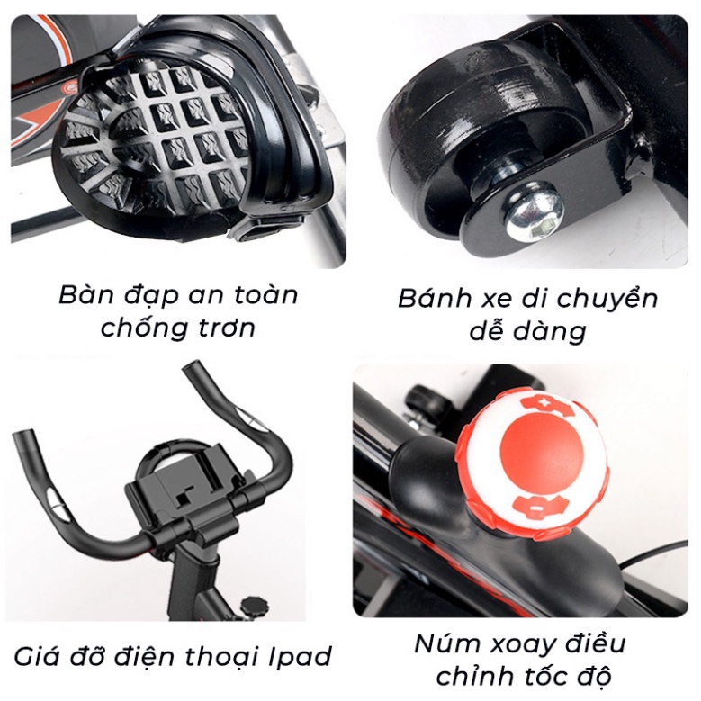 Xe đạp thể dục tại nhà JOBUR SPINBIKE GH - 600, hoạt động êm ái, hệ thống giảm sóc vượt trội, trọng tải hơn 100kg