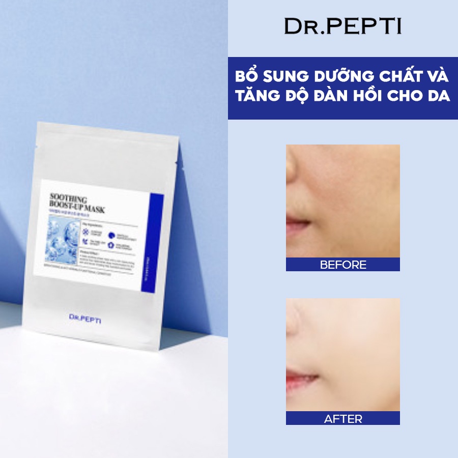 Hộp 5 Miếng Mặt Nạ Tăng Cường Dưỡng Chất Dịu Da Siêu Cấp Ẩm Khỏe, Trắng Da Dr.Pepti Soothing Boost-up Mask 25ml/ miếng