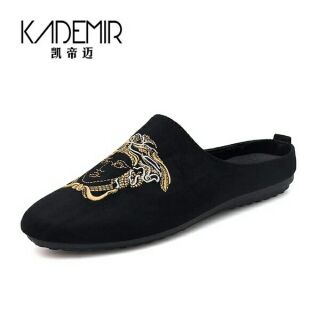 Dép sục nam da lộn thêu