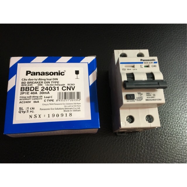 Cầu dao CB chống giật 40A Panasonic 2cực