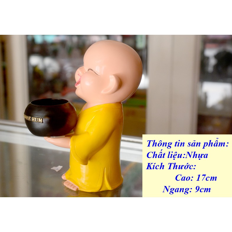 Tượng Chú tiểu ôm bát-dùng để xông trầm trong bát-cao 17cm