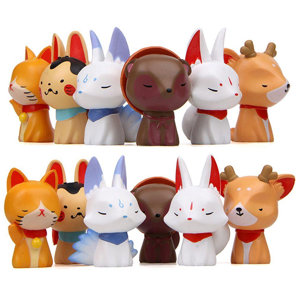 Set 6 Mô Hình Mèo / Cáo / Mèo Mini Trang Trí Vườn Nhà