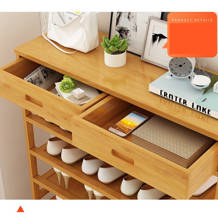 Tủ giầy dép 5 tầng, chất liệu gỗ tre, kích thước 80x25x88cm, kệ để giầy dép, giá để giầy dép