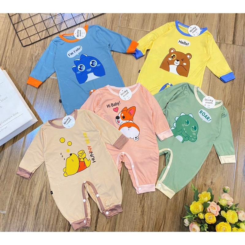 (Ms34)Bodysuit cho bé dài tay không tất chân(mặc nằm điều hòa) vải thun lạnh mỏng mát co giãn tốt cho bé trai và bé gái