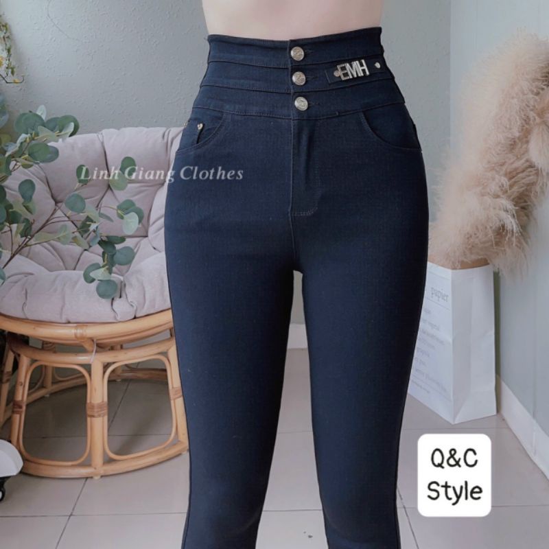 Quần cạp cao 3 cúc gắn chữ chất skinny dày dặn siêu tôn dáng