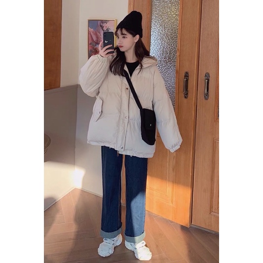 ÁO PHAO BÉO DÁNG NGẮN CÓ MŨ HÀNG LOẠI 1 DÀY DẶN