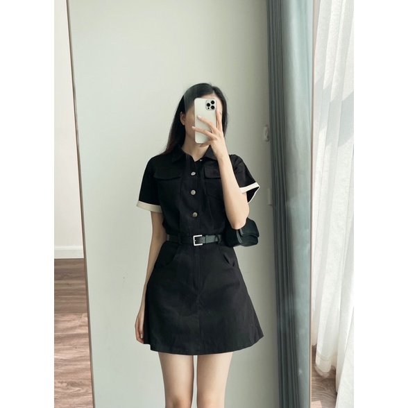 REHAN DRESS - váy kaki jean kèm đai REGEN