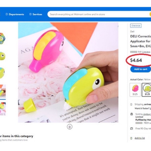 Bút xoá Deli cá voi 8m x 0.5m, băng keo khô không dính tay cao cấp