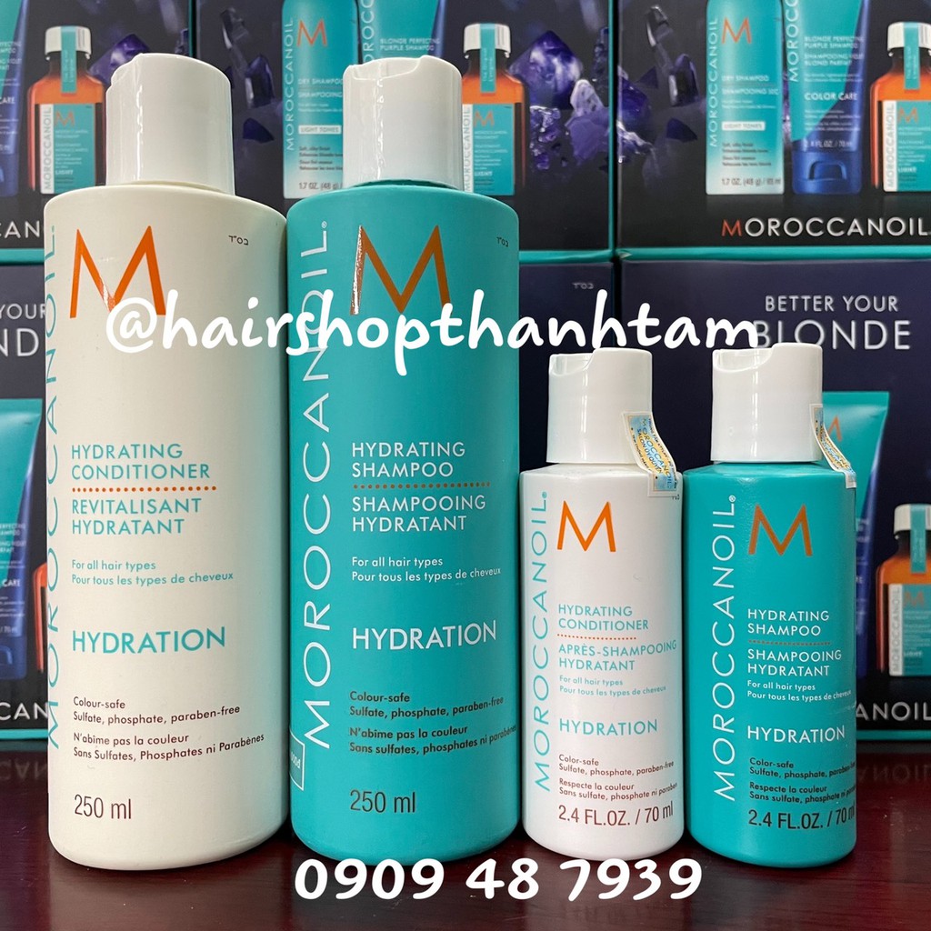 Bộ sản phẩm phục hồi dưỡng ẩm, tái tạo tóc hư tổn Moroccanoil Hydration