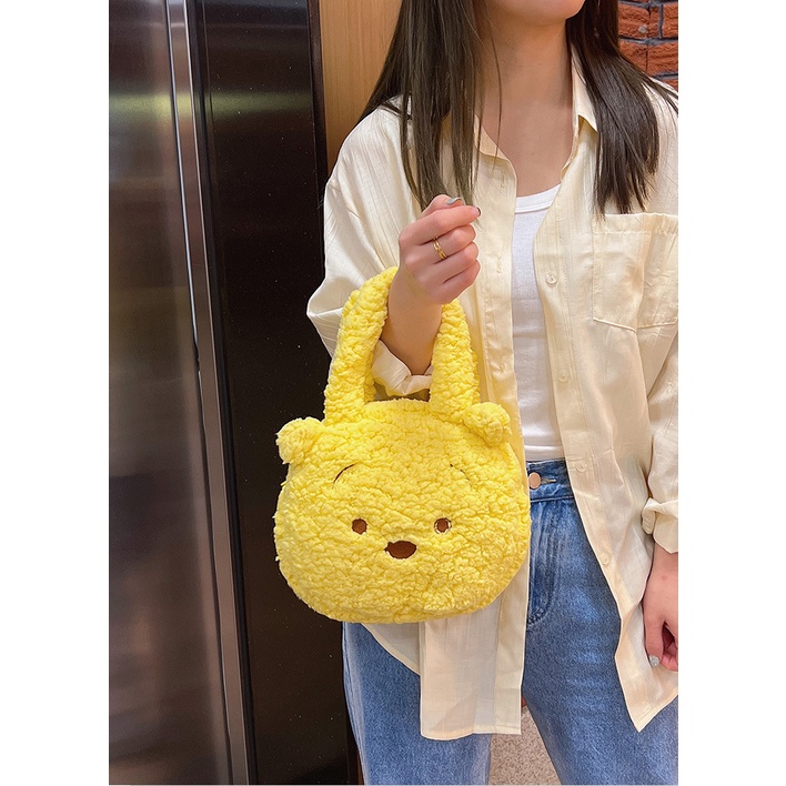 Túi Xách Lông Cừu Nhật Bản Hình Gấu Dâu Tây Mới Cho Nữ