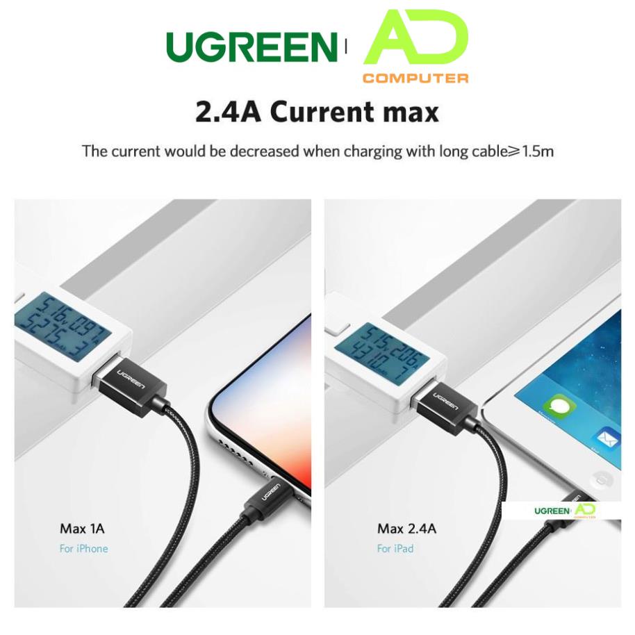 Cáp sạc nhanh dòng 2.4A cổng cho / chuẩn MFi dài 0.25-2m UGREEN US291