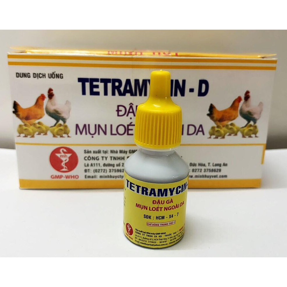 Đậu Gà TetramycinD 10ML Cho Ga Cầm Gà Vịt Chim Cảnh Gà Tre