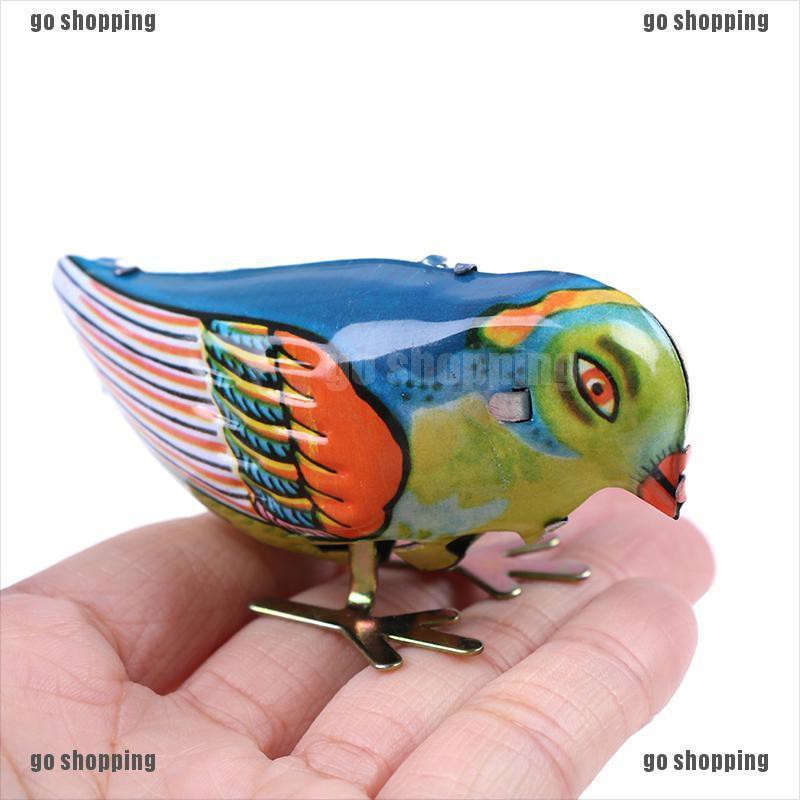 {go shopping}Wind up clockwork pecking song blue bird magpie tin toy vintage retro gift