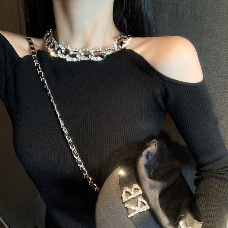 IELGY IELGY Áo Dệt Kim Tay Dài Dáng Ôm Màu Trơn Thời Trang Hàn Quốc Dành Cho Nữ Màu Sắc