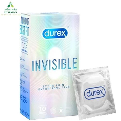 Bao cao su Durex INVISIBLE Siêu Mỏng (10Bao/hộp), Siêu mỏng cho cảm giác chân thật nhất (Có che tên khi giao hàng)