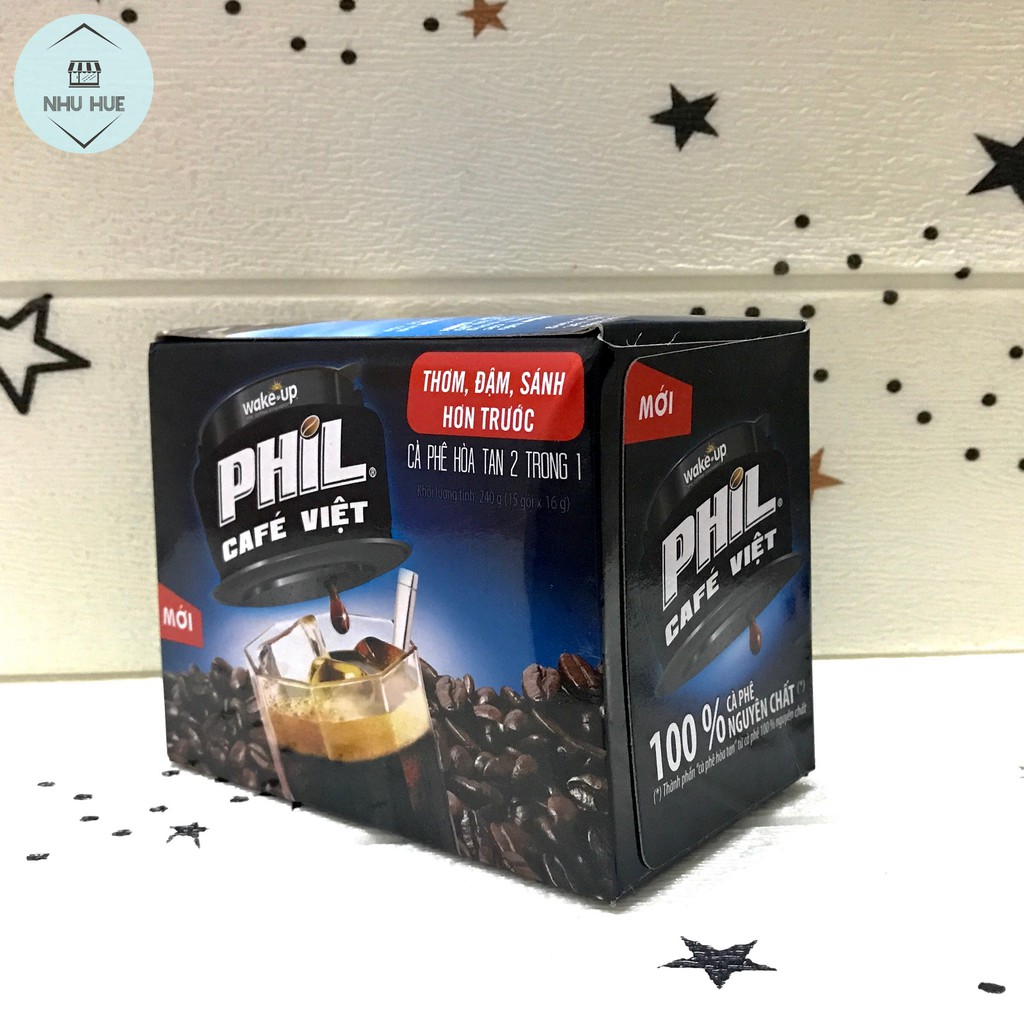 Cà phê Vinacafe Wake up Phil Việt (hộp 15 gói x 16g)