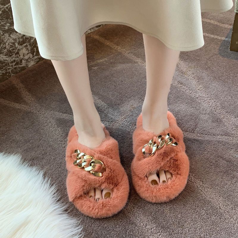 Dép Bông Quai Chéo Thiết Kế Dễ Thương Cho Nữ