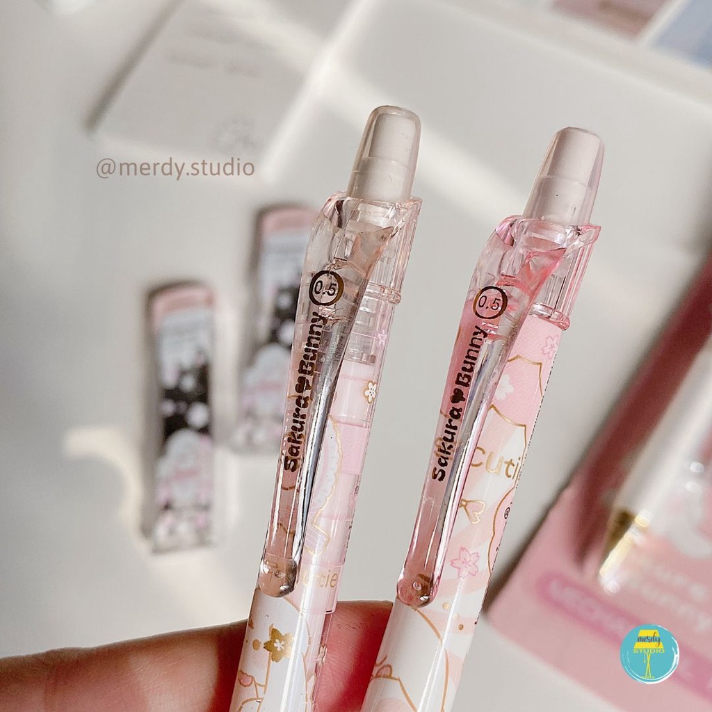 Bút chì bấm ngòi 0.5mm Inmorning Bunny &amp; Sakura kèm hộp ngòi
