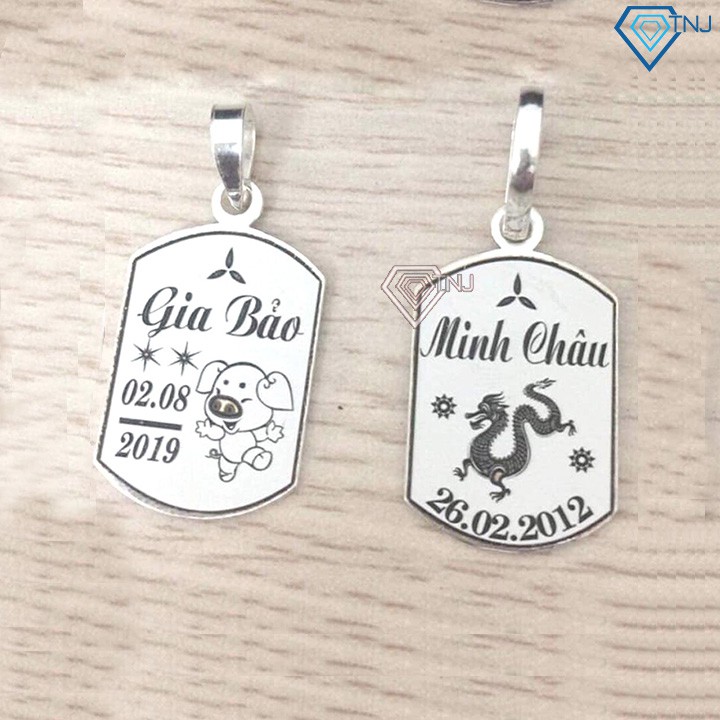 Vòng cổ bạc cho bé hình 12 con giáp khắc tên DCT0024 Trang Sức TNJ