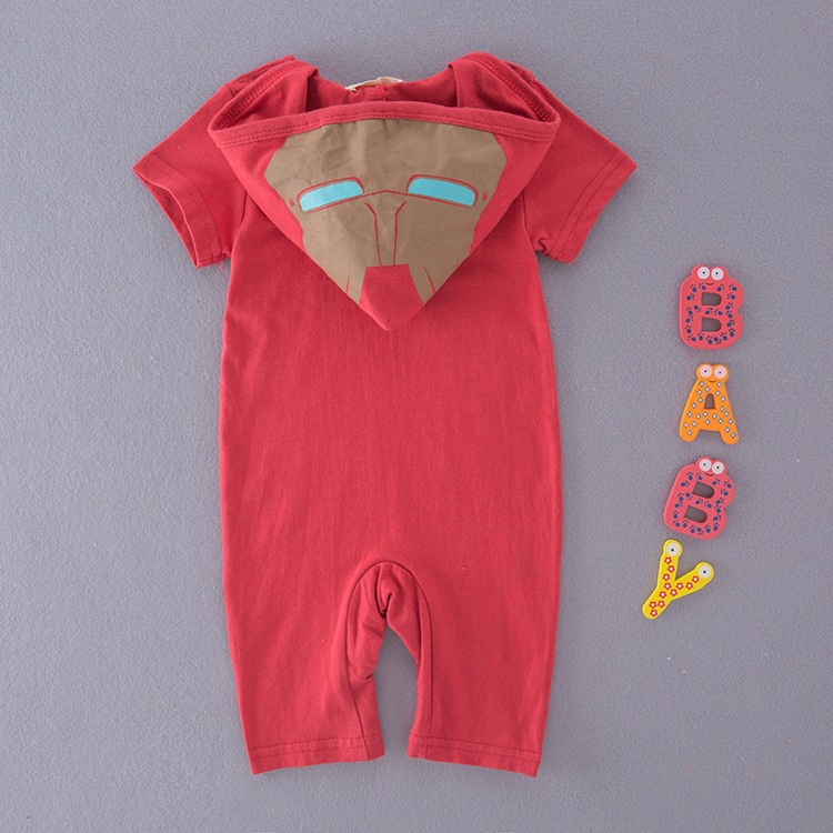 Bộ Áo Liền Quần Cotton Tay Ngắn In Hình Iron Man Captain America Dành Cho Bé Trai