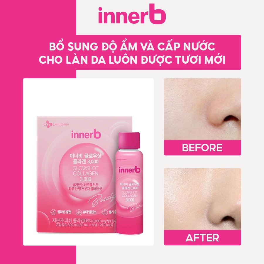 Hộp 6 Chai Nước Uống Bổ Sung Collagen Innerb Glowshot Collagen 50mlx6