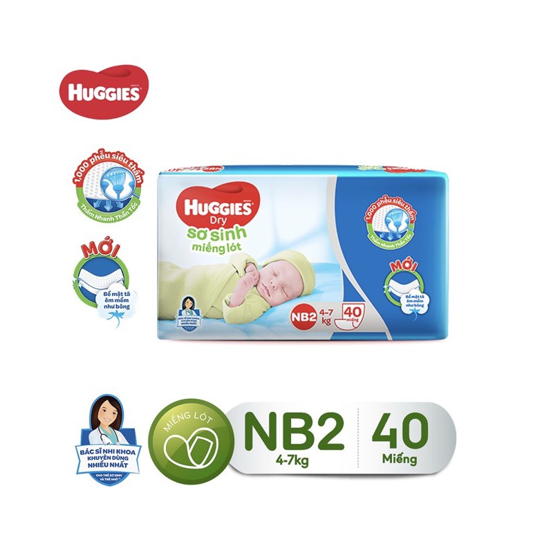 Miếng lót sơ sinh Huggies Newborn 2 - 40 miếng