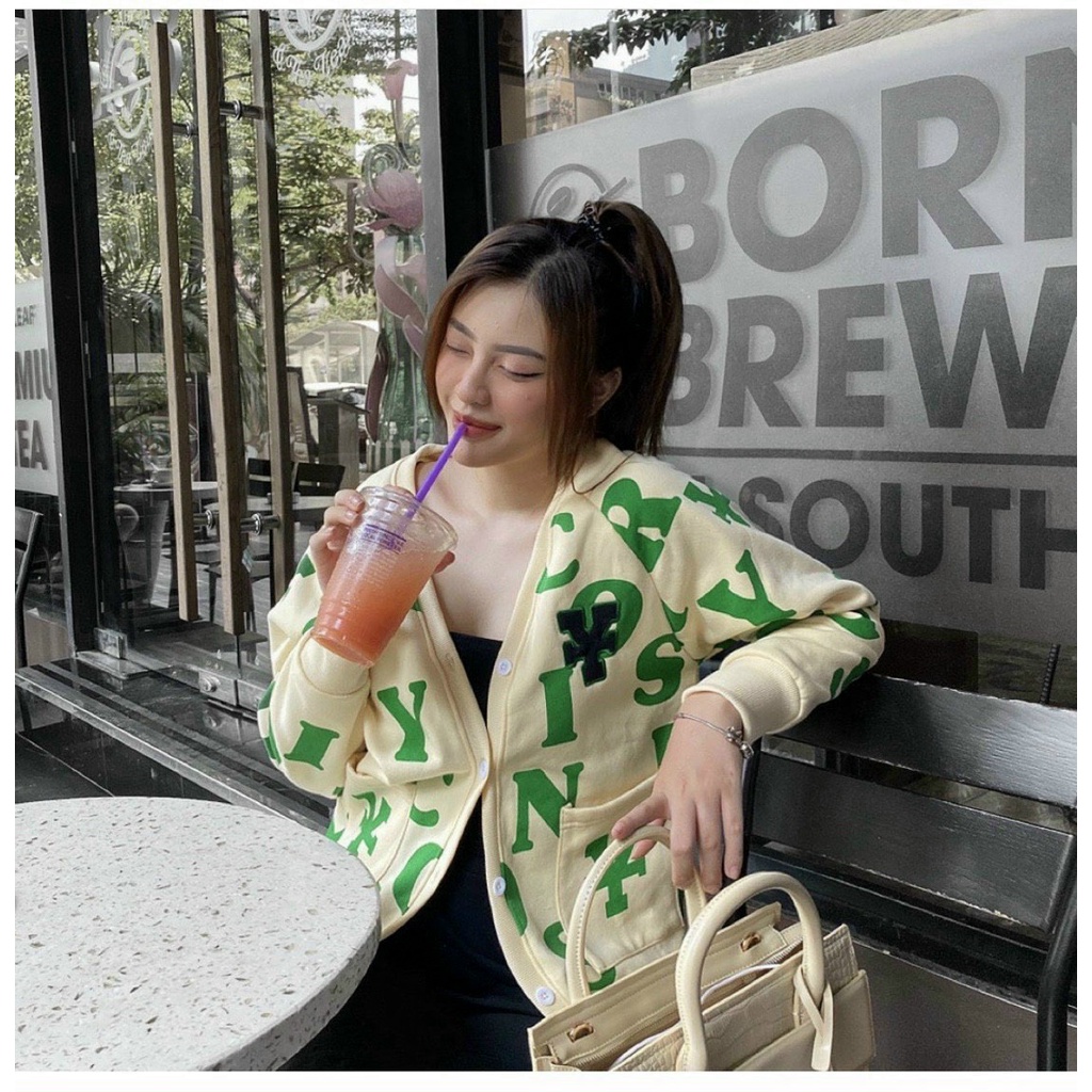 Áo Khoác Nữ Cardigan Họa Tiết Cực lạ In Chữ Cái