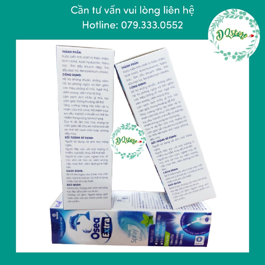 Dung dịch xịt mũi người lớn Osea Extra và trẻ em Osea Baby - Xịt thông mũi giảm nghẹt mũi, vệ sinh, dưỡng ẩm 75ml