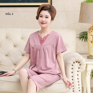 Đồ bộ nữ mặc nhà trung niên nhiều mẫu chất cotton thoáng mát quần tới gối BT015