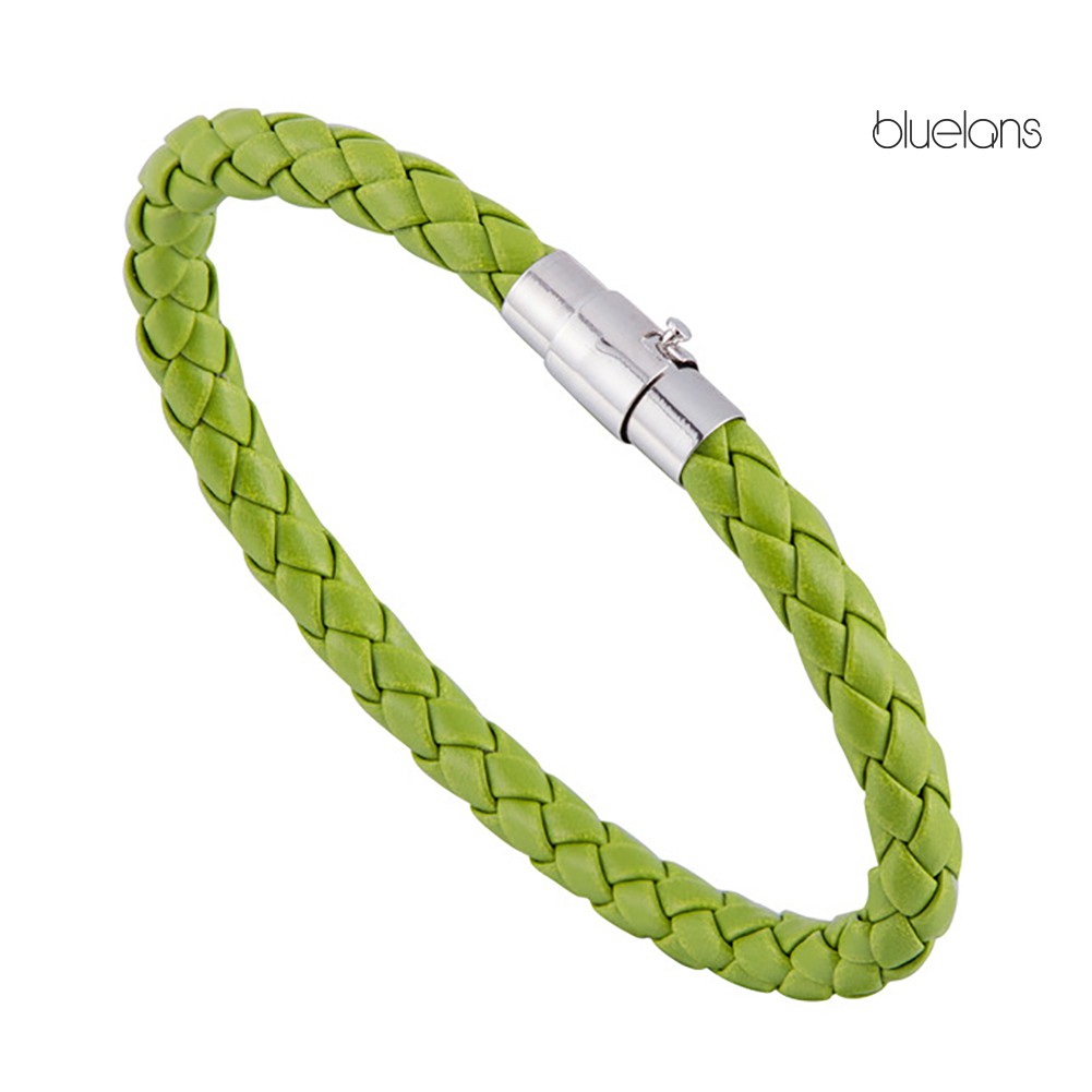 Vòng Tay Bện Dây Da Phối Khóa Thời Trang Cho Nữ