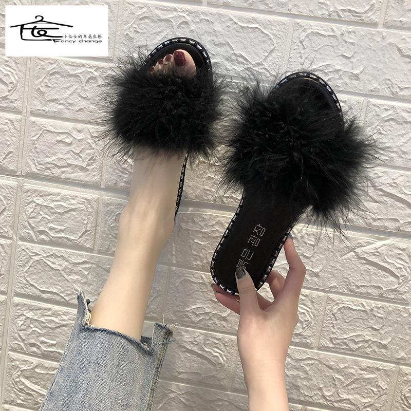 Dép Lông Vũ Hở Ngón Chống Trượt Thời Trang Mùa Hè Mới~2022