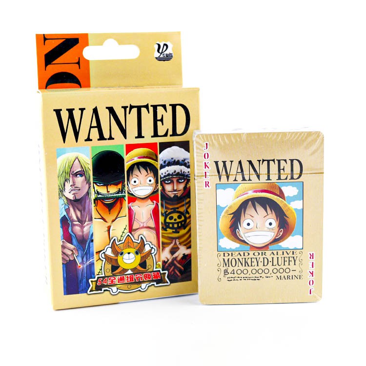 Bộ bài Tây anime onepiece Wanted Truy Nã,Rozo,luffy,chopper , bộ Tú 54 lá in hình anime manga dễ thương si
