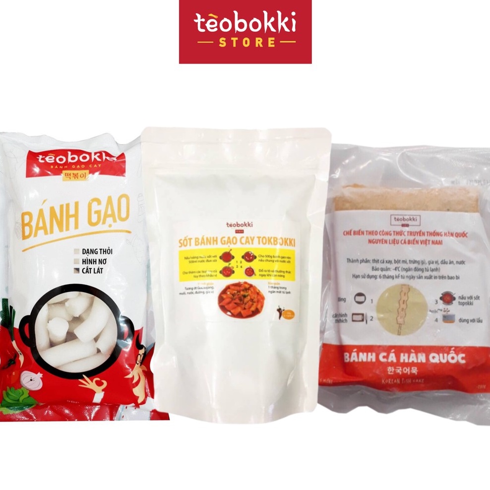 Combo bánh gạo kèm sốt và chả cá Tèobokki