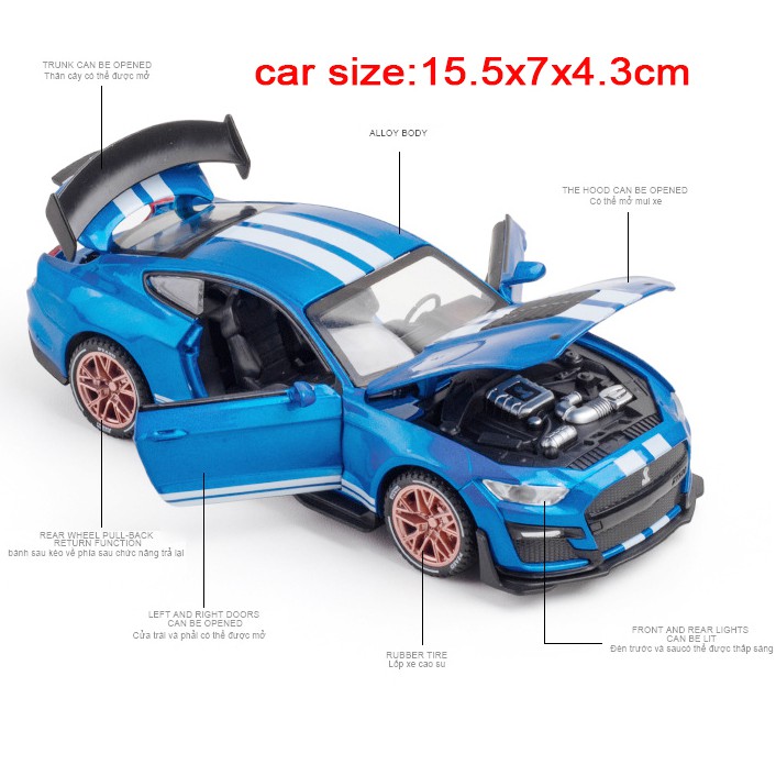 Xe mô hình kim loại Ford Mustang Shelby GT500 kịch độc tỷ lệ 1:32