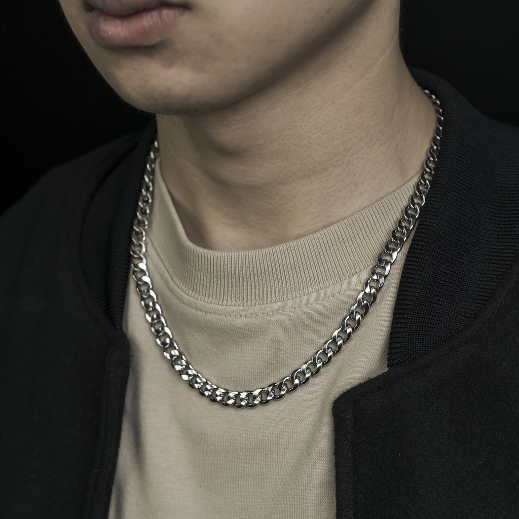 Vòng Cổ Unisex Nam Nữ Dạng Chuỗi Trơn Phụ Kiện Thời Trang Merin Acessories Phong Cách Basic Chất Liệu Titan- Chuỗi Trơn