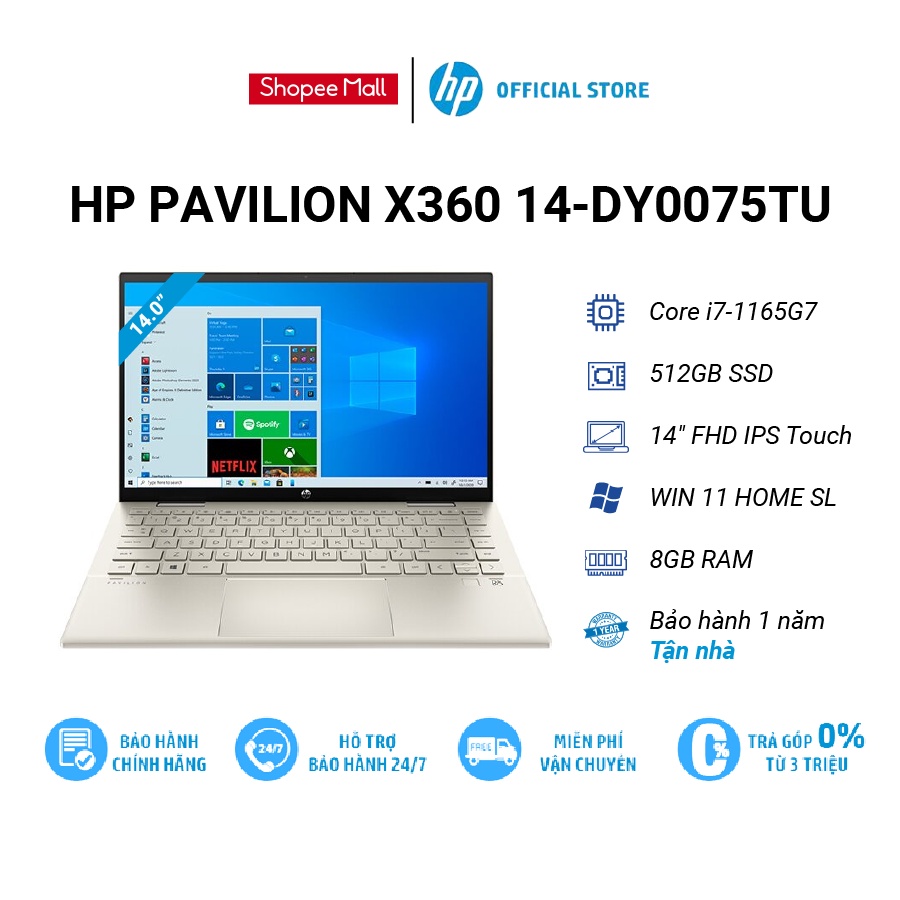 Laptop HP Pavilion X360 14-dy0075TU 46L93PA i7-1165G7 | 8GB RAM | 512GB SSD