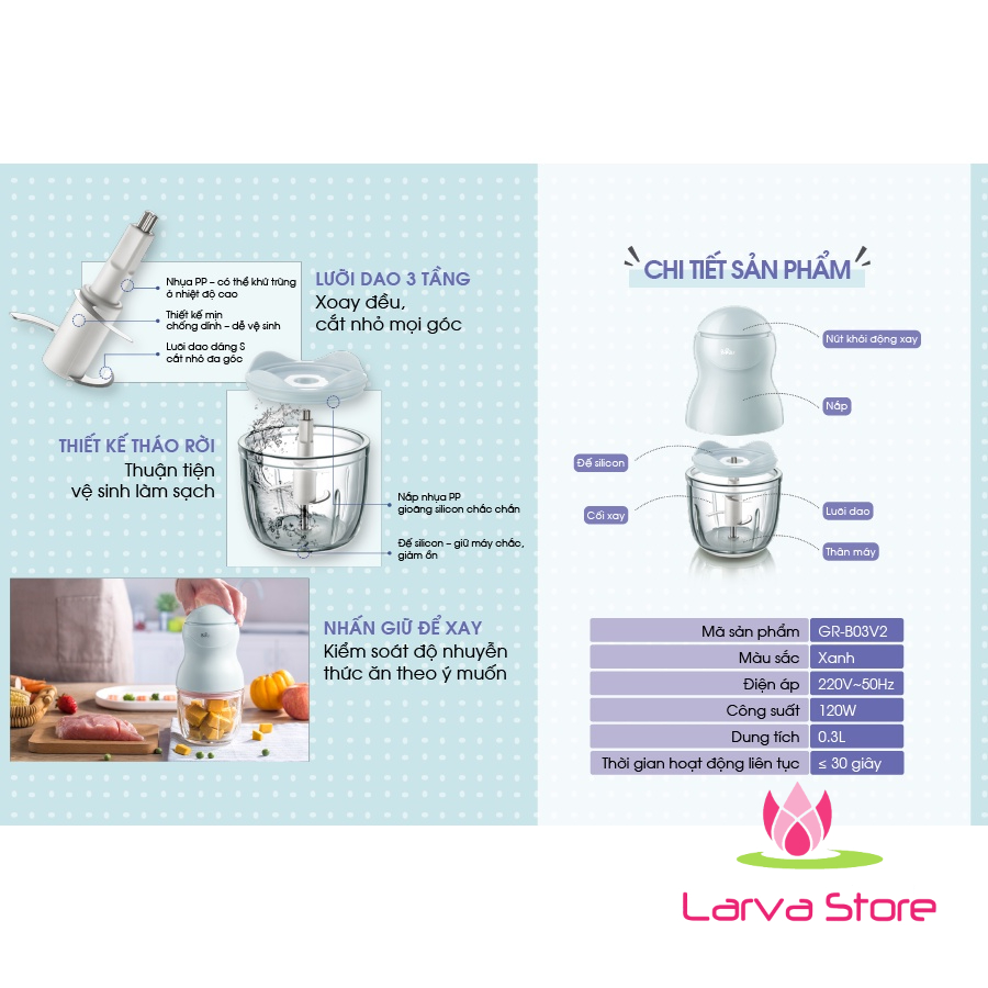 Máy Xay Ăn Dặm Bear 0.3L GR-B03V2 Bản Quốc Tế Bảo Hành 18 Tháng