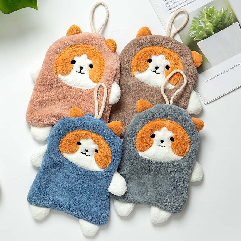 Khăn lau tay siêu thấm hút - Khăn lau bếp đa năng siêu mềm hình thú dễ thương có móc treo