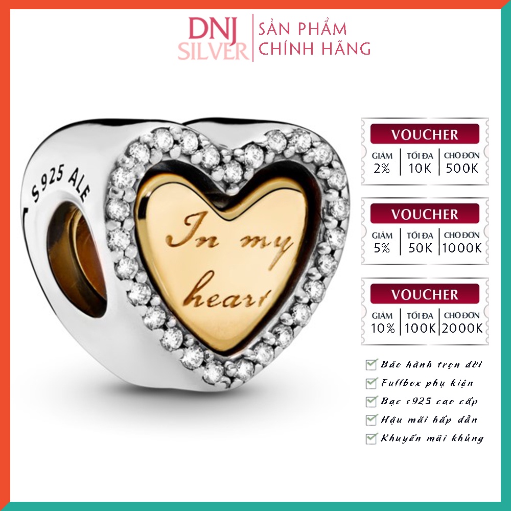 Charm bạc 925 cao cấp, hàng chuẩn bạc - Charm In My Heart Split Heart thích hợp để mix vòng tay charm - DN260