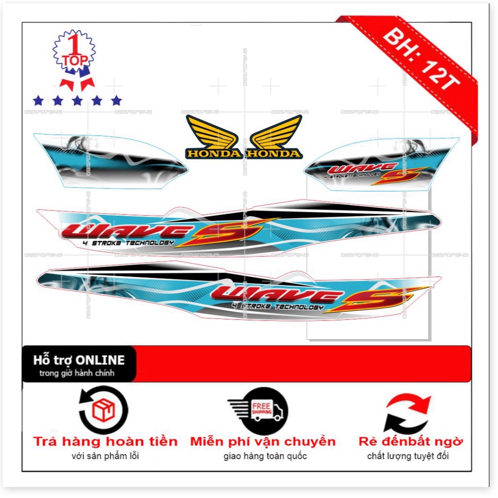( Quí khách vui lòng mang ra tiệm cho thợ dán ) Tem wave S 2016 trắng phố decal