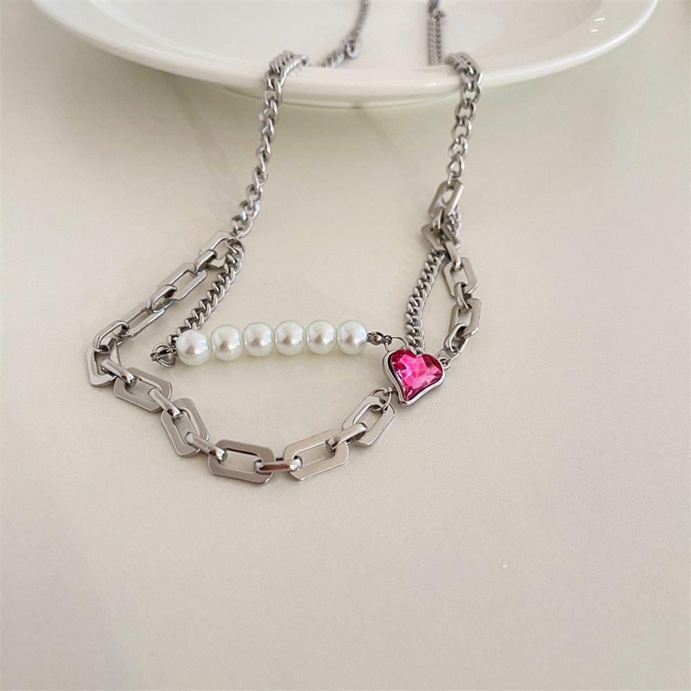 AROMA Vòng cổ Hai Lớp Mặt Trái Tim Dễ Thương Thời Trang Thu Đông