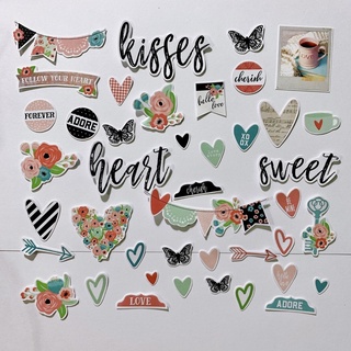 Die cut sticker romance - tình yêu, trang trí love box, scrapbook, khung ảnh 3D