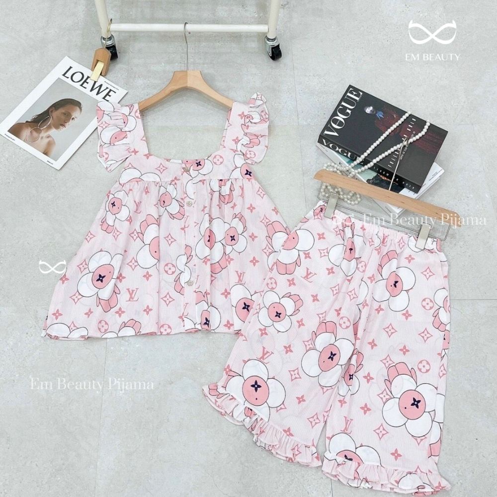 Bộ ngủ lụa EMBEAUTY hai dây cánh tiên, chất lụa Mango, quần ngố, freesize FREESHIP TẶNG QUÀ 0đ EM.23