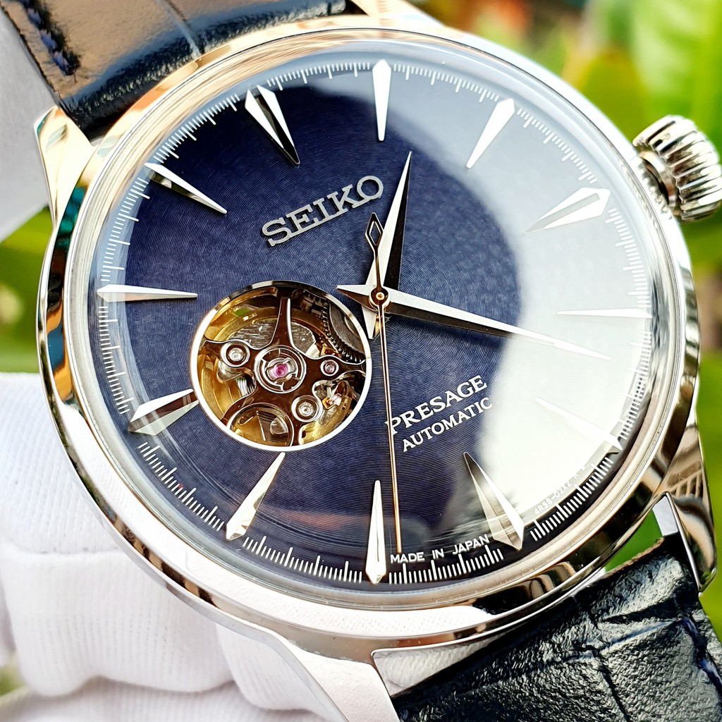 Đồng hồ đôi chính hãng Seiko Presage Cocktail Time Stinger SSA405J1- SSA875J1 Made in Japan - Máy cơ tự động - Kính cong