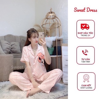 🌸Bộ Pijamas 🌸 Đồ Ngủ Lụa Latin Cộc Dài