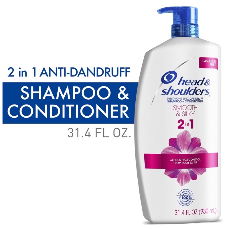 Dầu gội xả Head and Shoulders 2in1 Smooth & Silky 930ml nội địa MỸ