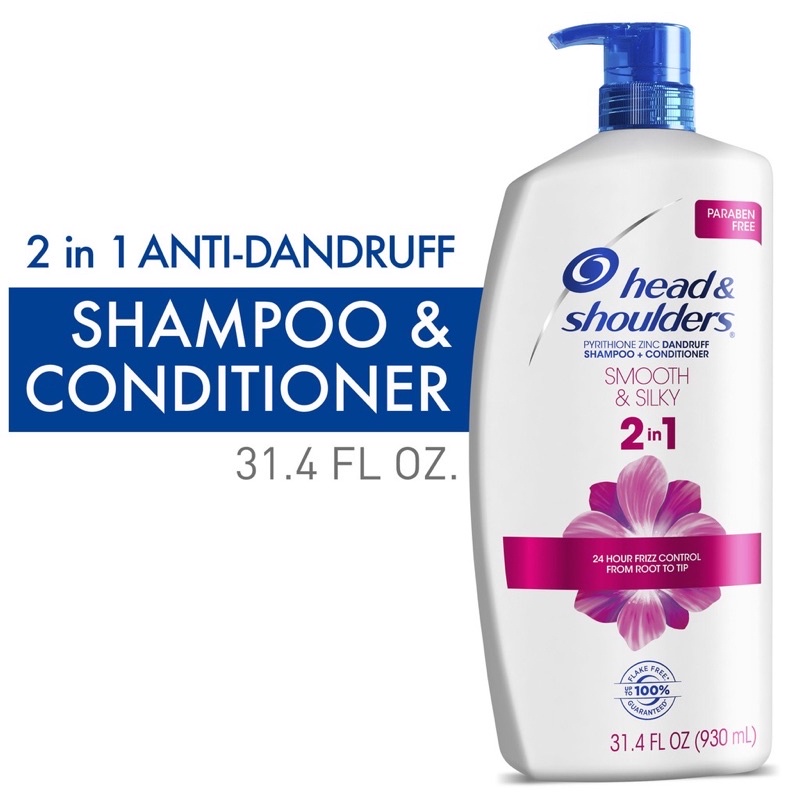 Dầu gội xả Head and Shoulders 2in1 Smooth & Silky 930ml nội địa MỸ