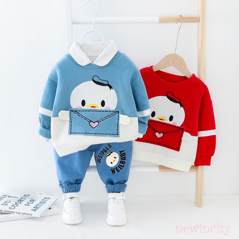 Korean Girls Boys Costume Set Autumn Kids Long Sleeve Plaid Cotton Shirt Tops + Pants Trouser Set