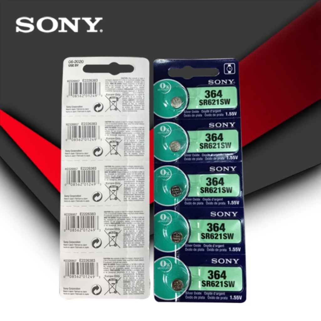 Vỉ  5 viên  Pin  SONY  SR621W / 364 dùng  cho đồng hồ đeo tay